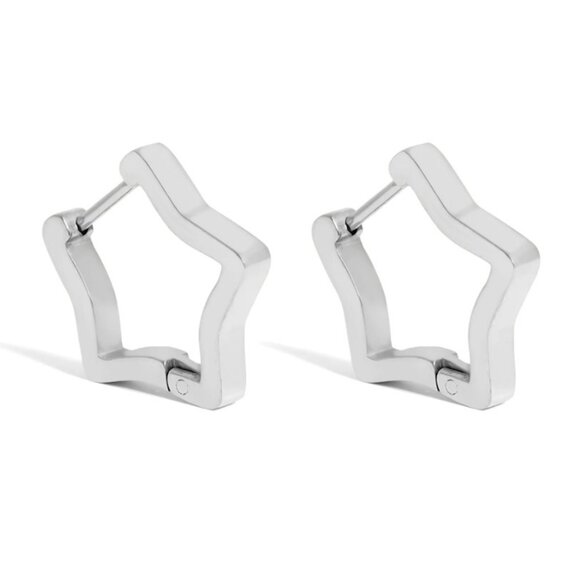 Jewelry - Silver Star Huggie Hoop Earrings | Hypoallergenic, Tarnish & Water-Resistant